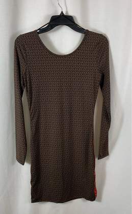 NWT Michael Kors Womens Brown Monogram Long Sleeve Mini Dress Size Small alternative image