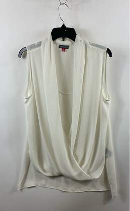 Vince Camuto Womens White Deep V-Neck Sleeveless Pullover Tank Top Size Medium
