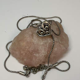 Designer Brighton Silver-Tone Cubic Zirconia Heart Badge Pendant Necklace