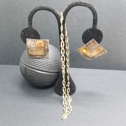 GoldFilled Square Earrings& Bracelet 12.2g