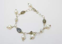 Artisan 925 Moonstone Drop Earrings & Labradorite Pearl & Smoky Quartz Bracelet alternative image
