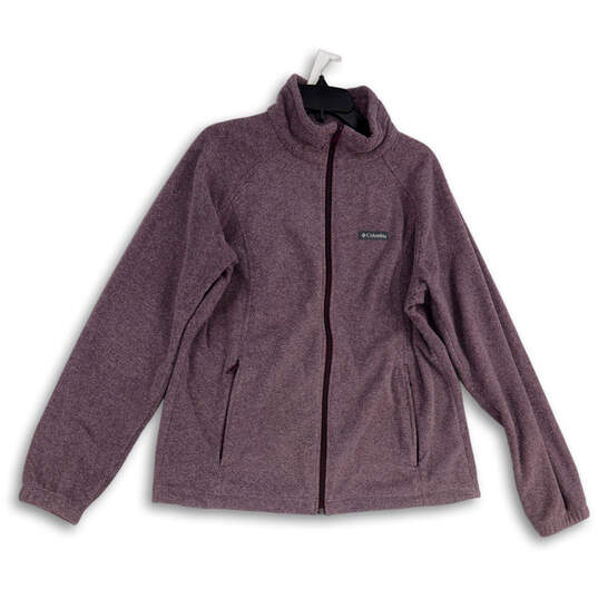 Womens Purple Fleece Mock Neck Long Sleeve Full-Zip Jacket Size XL image number 1