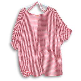 Michael Kors Womens Pink White Striped Blouse Size 2X alternative image