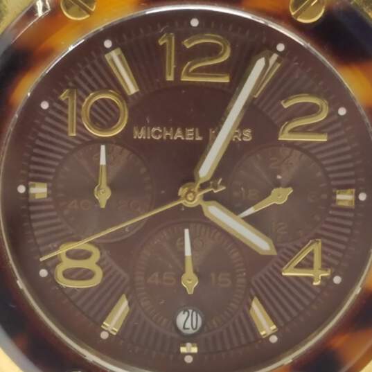 Michael Kors MK5593 Gold Tone & Tortoise Shell Resin Multi Dial Watch image number 2