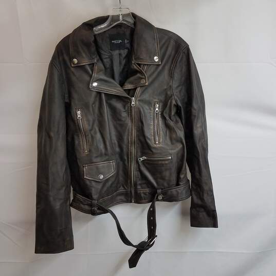 Nasty Gal Sheep Leather Motorcycle Jacket Women's Size 8 image number 1