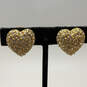 Designer Joan Rivers Gold-Tone Rhinestone Heart Shape Stud Earrings image number 1