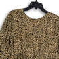 NWT Womens Tan Gray Leopard Print V-Neck Balloon Sleeve A-Line Dress Size S image number 4