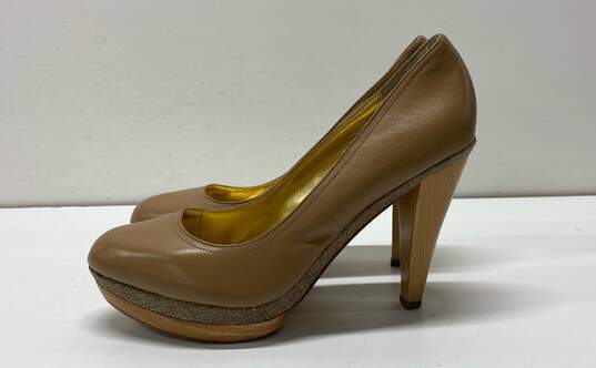 Charles David Tan Leather Platform Pump Heels Shoes Size 10 B image number 3