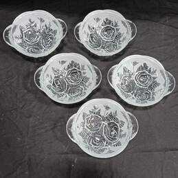 Vintage Frosted Glass Rose Bowls Set of 5 alternative image