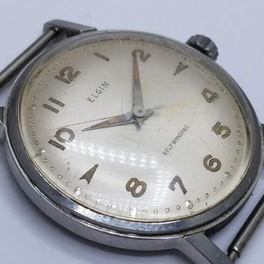 Vintage Elgin 34mm WR Resistant To Shock Dust Stainless Steel Watch image number 4