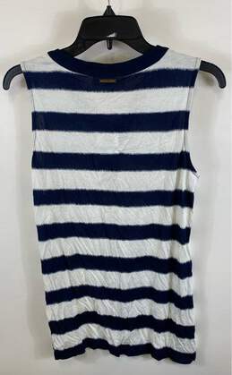 NWT Michael Kors Womens Blue White Striped Sleeveless Lace Up Tank Top Size L alternative image