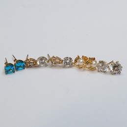 14K Gold FW Pearl CZ & Blue Gemstone Post Earring Bundle 4pcs. 4.7g