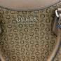 Guess Womens Brown Leather Signature Print Zipper Pockets Satchel Bag Purse image number 5
