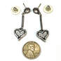 Designer Brighton Silver-Tone Crystal Cut Stone Heart Shape Dangle Earrings image number 3