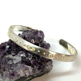 Designer Stella & Dot Silver-Tone Crystal Cut Stone Studded Cuff Bracelet