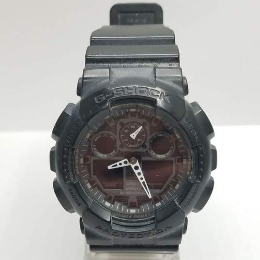 Casio G-Shock 48mm WR 20BAR Shock Resist Chrono Black Stainless Steel Watch image number 1