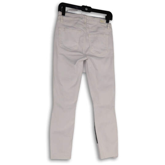 Women White Denim Pockets Stretch Classic Skinny Leg Jeans Size 26 image number 2