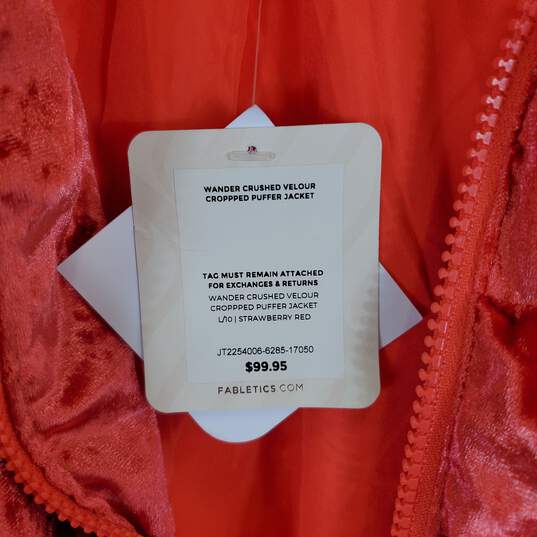 Fabletics Womens Wander Crushed Velvet Velour Cropped Puffer Jacket Coat  Size M
