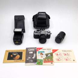 Canon AE-1 35mm SLR Film Camera w/ 2 Lenses Flash Manuals & Case