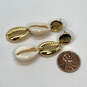 Designer J. Crew Gold-Tone Shell Push Back Fashionable Dangle Earrings image number 3