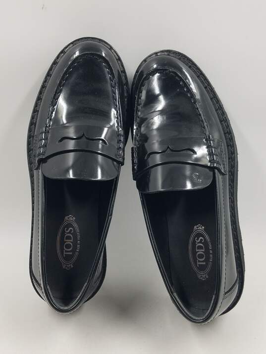Authentic Tod's Black Platform Penny Loafers W 5.5 image number 6