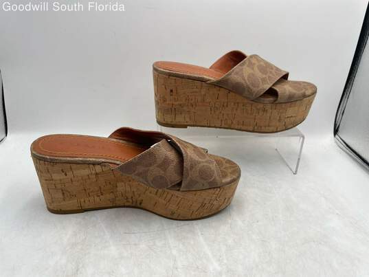 Coach Womens Brown Platform Sandals Size 6.5 image number 2
