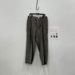 Giorgio Armani Womens Gray Pleated Slash Pocket Ankle Pants Size 54 With COA