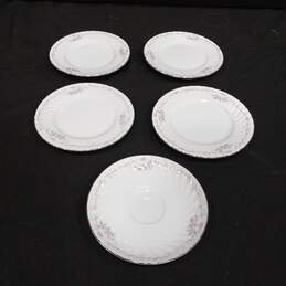 5pc Set of Gold Standard Silver Trimmed Bread Plates