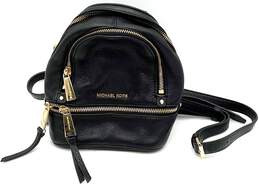 Michael Kors Rhea Black Pebble Grain Leather Mini Backpack