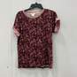 NWT Lucky Brand Womens Purple Pink Paisley Short Sleeve Pullover Blouse Top Sz S image number 1