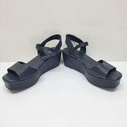Eileen Fisher Black Leather Platform Sandals Size 9 alternative image