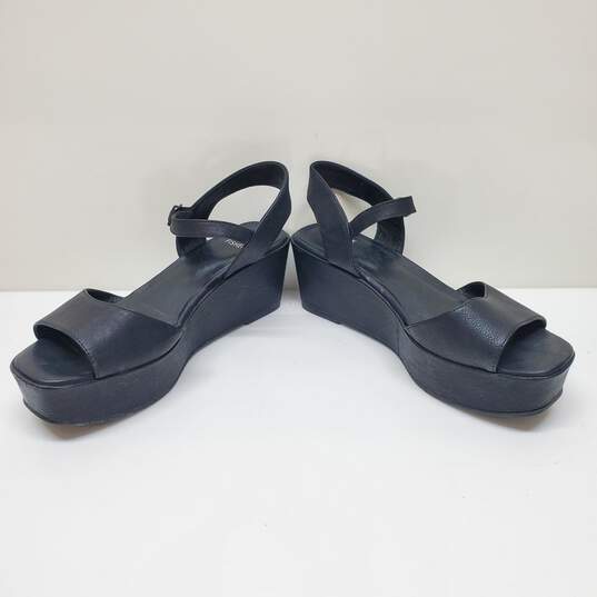 Eileen Fisher Black Leather Platform Sandals Size 9 image number 2