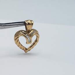 Sumal 10k Gold Melee Diamond Pave 1 Inch Heart Pendant 2.7g