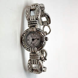 Designer Brighton Silver Tone Clear Rhinestones Round Analog Wristwatch