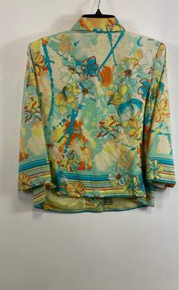 NWT City Girl Nancy Bolen Womens Multicolor Floral Silk Long Sleeve Blazer Sz PL alternative image