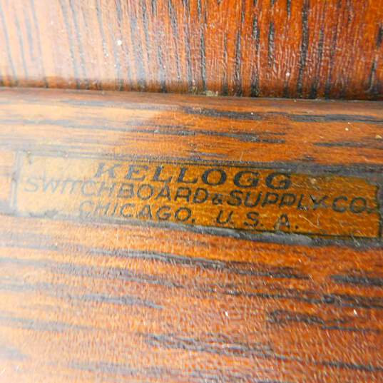 Antique Kellogg Dark Oak Wood Hand Crank Wall Telephone w/ Internals image number 7