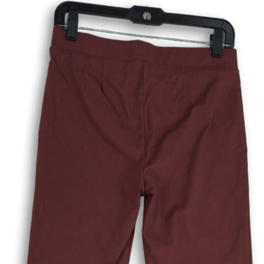 NWT 89th + Madison Womens Burgundy Red Flat Front Straight Leg Ankle Pants Sz S image number 4