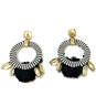 Designer J.Crew Gold-Tone Black White Crystal Stone Pom Dangle Earrings image number 2