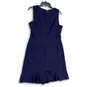 Womens Blue Sleeveless Ruffled V-Neck Knee Length A-Line Dress Size 10 image number 2