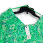 NWT Womens Green Floral Smocked Long Sleeve Cropped Blouse Top Size Medium image number 3