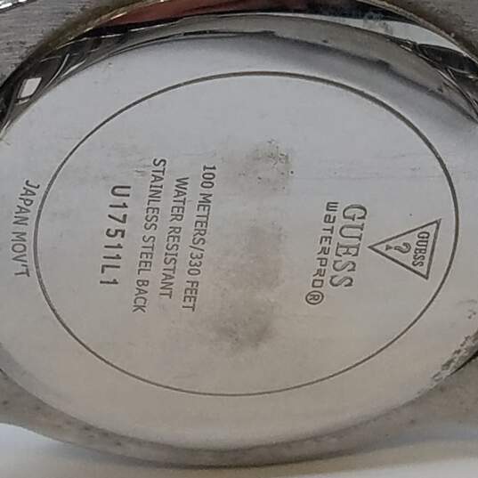 Rare Authentic Guess 38mm Case Crystal Bezel Chronograph Ladies U17511L1 Quartz Watch image number 8