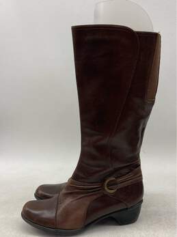 Vintage Brown Leather Knee-High Riding Boots Size 9.5 Excellent Condition" alternative image