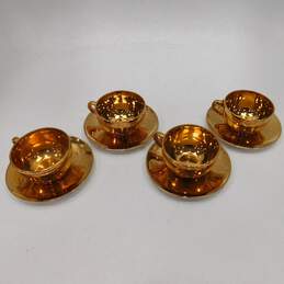 VNTG Sabin Crest-O-Gold Teacups & Saucers Gold Floral Pattern