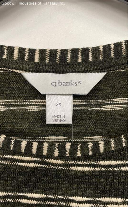 cj banks® Dark Green Striped Sweater NWT - Size 2X image number 2