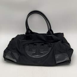 Tory Burch Womens Ella Black Double Handles Inner Pockets Magnetic Tote Bag