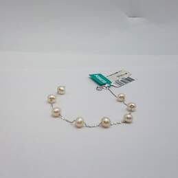 14k White Gold Cultured Pearl Necklace& Bracelet Bundle 2pcs  10.4g alternative image