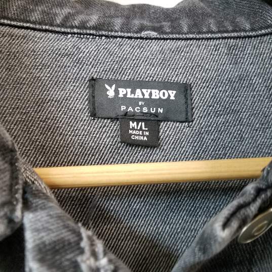 Buy the PACSUN Playboy Cut Off Cropped Black Jacket M/L