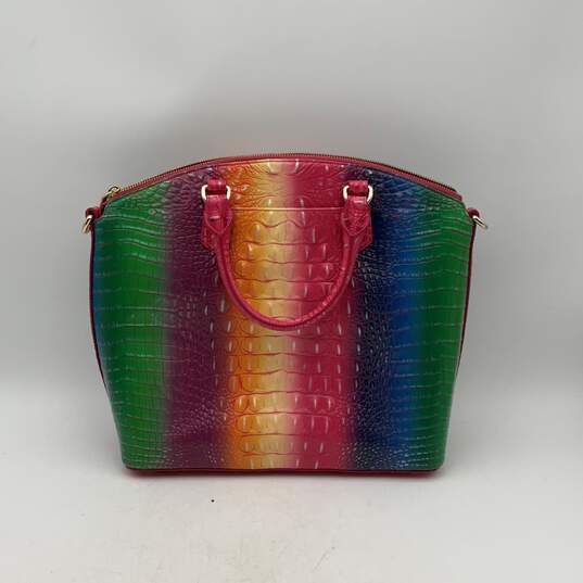 Brahmin Womens Rainbow Alligator Skin Texture Zipper Pocket Satchel Bag Purse image number 2