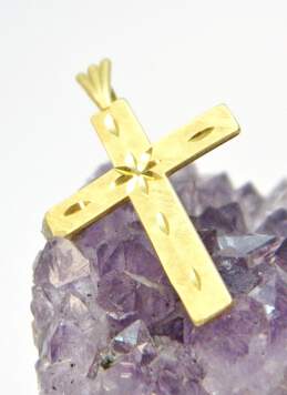 14K Yellow Gold Etched & Brushed Cross Pendant 1.3g alternative image