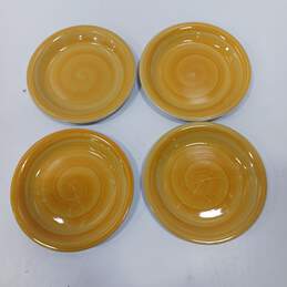 4 Philippe Richard Swirl Yellow China Lunch Plates 7.5"